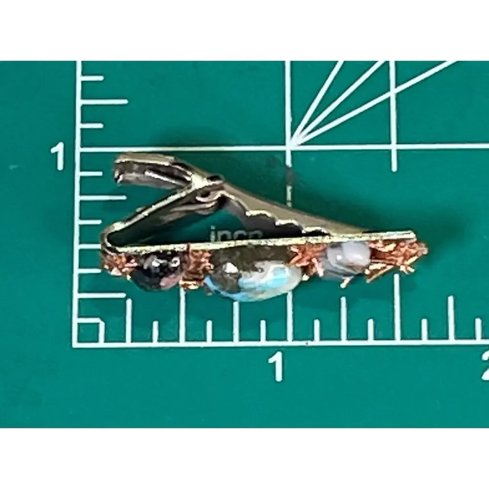 Vintage Silver Tone Turquoise Gemstone Copper Wire Southwestern Tie Clip